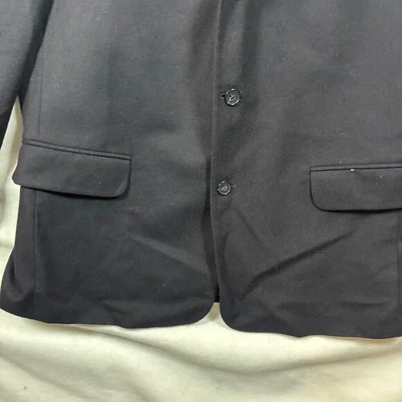 Vtg J.Crew Mens Black Classic Blazer Suit Jacket Size 44R